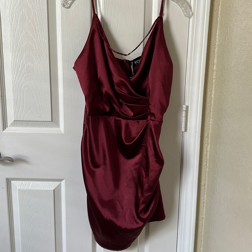 Yoins, red wine silky dress, never worn with tags, size large